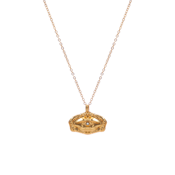 Mystic Gaze Diamond Eye Pendant Necklace | 24K Gold-Plated Brass | Adjustable 38cm+9cm Chain