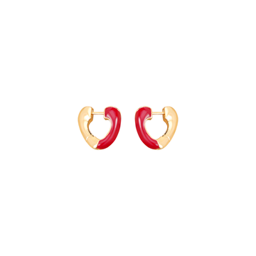 Dual-Tone Heart Stud Earrings | 24K Gold-Plated Romantic Contrast | 1.9cm Artisan Statement