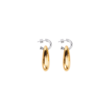 Liquid Metal Droplet Earrings | Dual-Tone 24K Gold & Silver | Textured Statement Drops | Niche Collection