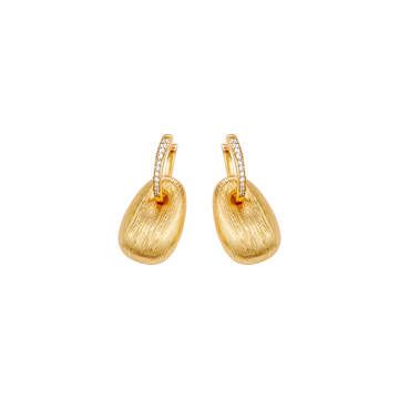 Luxe Brushed Diamond Stud Earrings | 24K Gold-Plated Hypoallergenic Elegance | 1.54" Length (9.9g)