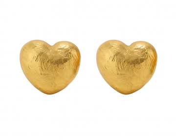 Gold Heart Stud Earrings for Women – Textured Chunky Love Shape Earrings – Cute Minimalist Jewelry for Everyday Wear or Gifting