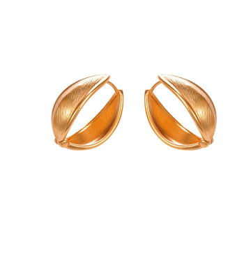 Gold Sculptural Open Hoop Earrings for Women – Elegant Textured Dome Design – Modern Minimalist Jewelry for Work, Parties & Gifting