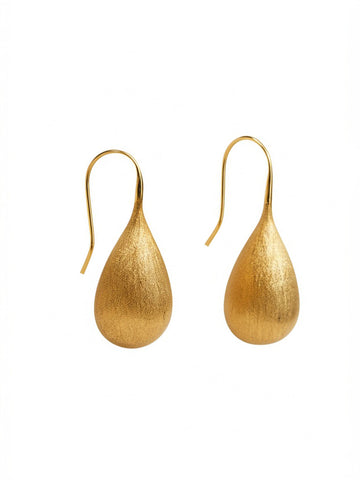 Elegant Matte Gold Teardrop Earrings for Women – Lightweight Statement Dangle Earrings – Chic Minimalist Jewelry for Everyday or Gifting