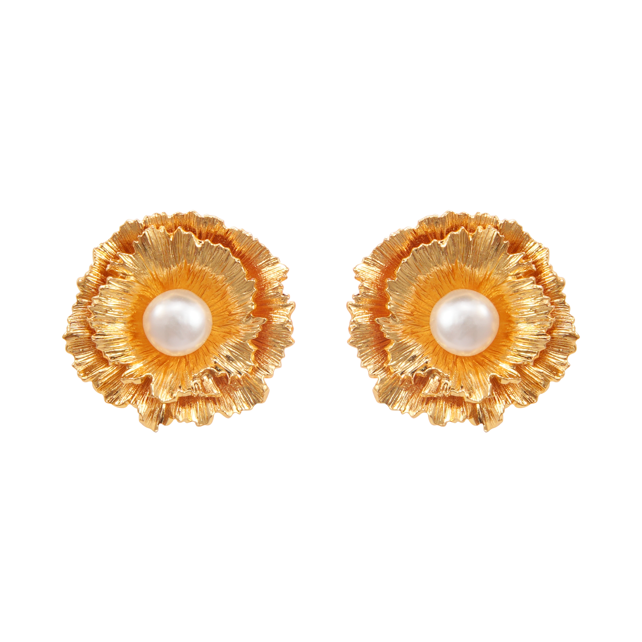 Pearl Floral Earrings | DOZM Jewelry – 3D Floating Pearl Blossom Design (24mm, 9.5g)