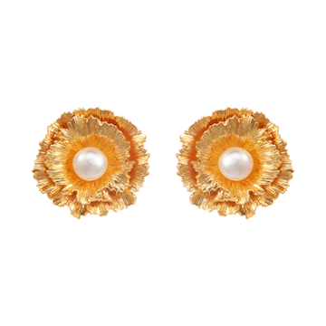 Pearl Floral Earrings | DOZM Jewelry – 3D Floating Pearl Blossom Design (24mm, 9.5g)