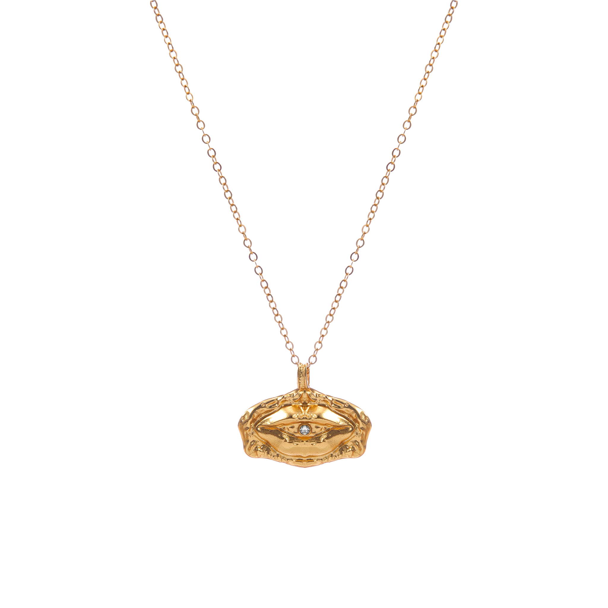 Mystic Gaze Diamond Eye Pendant Necklace | 24K Gold-Plated Brass | Adjustable 38cm+9cm Chain