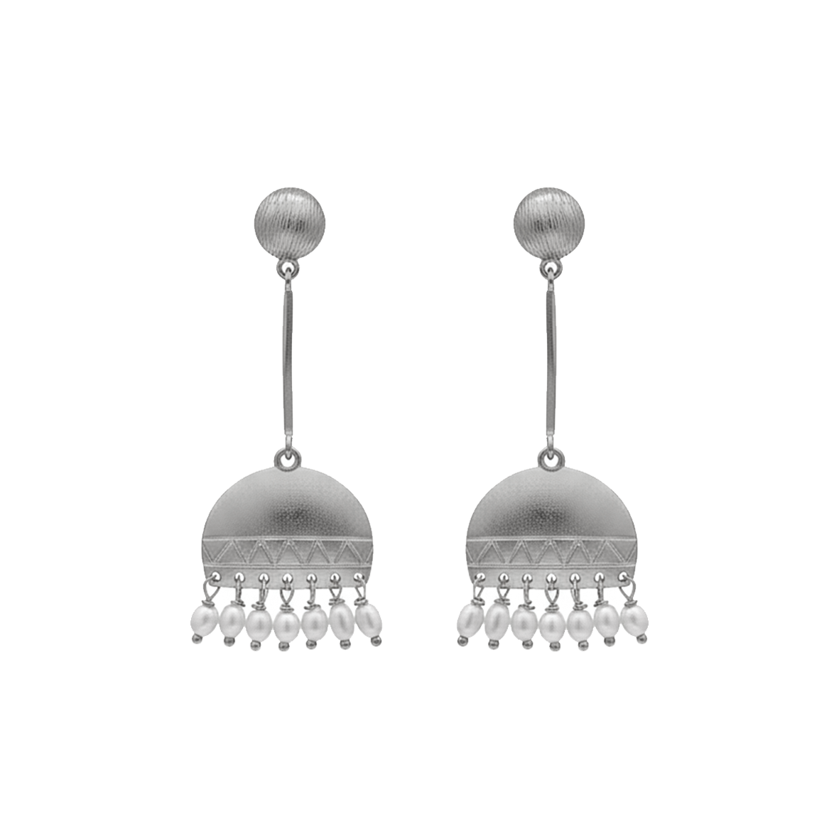 Half-Round Pearl Drop Earrings | 24K Gold Plated with 925 Silver Posts | Elegant Lightweight Design (5.7cm, 7.6g)