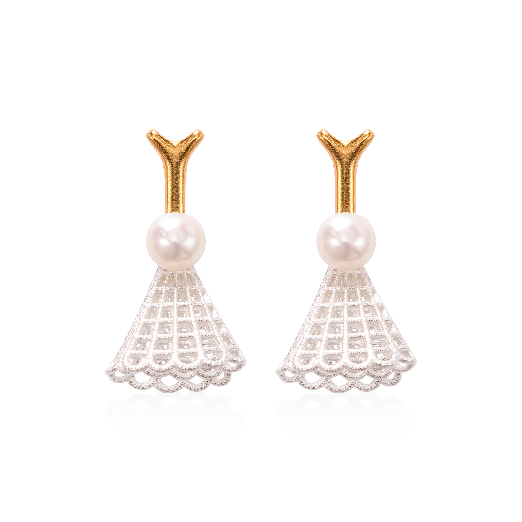 Pearl Floral Earrings | DOZM Jewelry – 3D Floating Pearl Blossom Design (24mm, 9.5g)