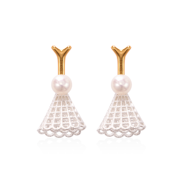 Pearl Floral Earrings | DOZM Jewelry – 3D Floating Pearl Blossom Design (24mm, 9.5g)