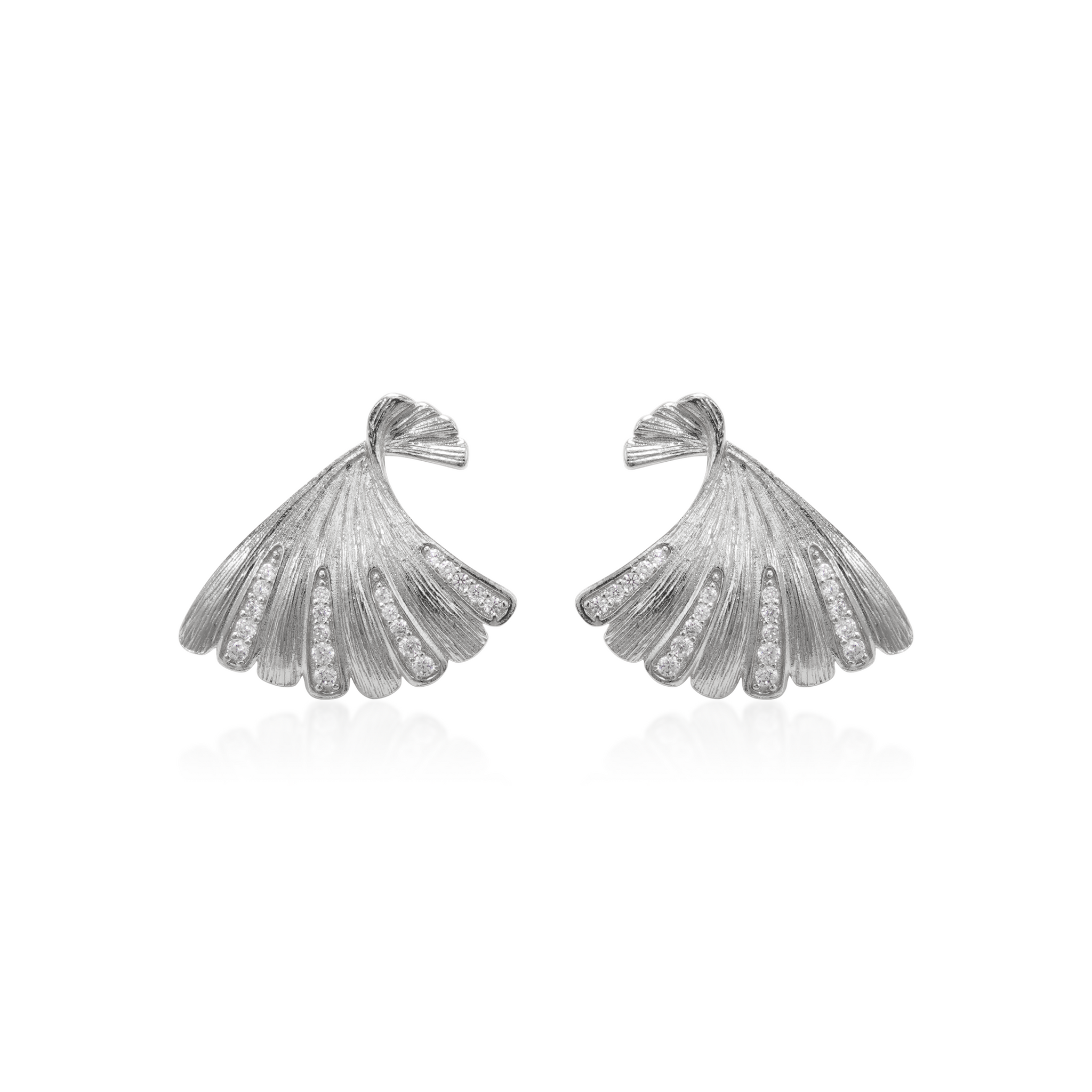 Ginkgo Biloba Diamond Earrings | 24K Gold-Plated Autumn Romance | Hypoallergenic Huggie Hoops