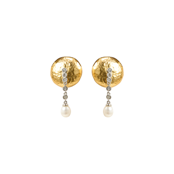 DOZM Eternal Circle Diamond Drop Earrings | 24K Gold-Plated Geometric Elegance
