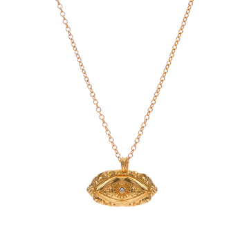 24K Gold-Plated Devil's Eye Necklace | 3D Relief Mystical Amulet | 18.5" Luxury Statement Piece (6.7g)