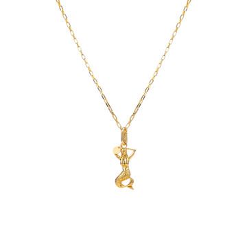 24K Gold Mermaid Pendant Necklace | Ocean-Inspired Jewelry | Adjustable 47cm Chain | Artisan Crafted