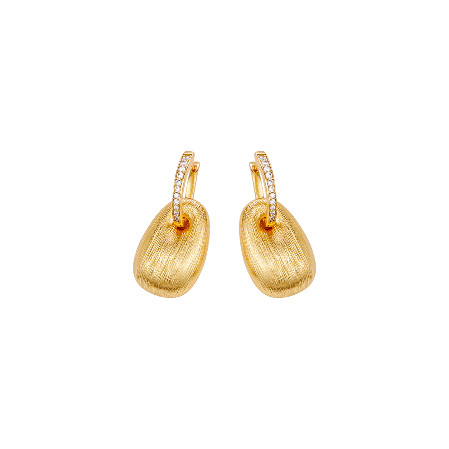 Luxe Brushed Diamond Stud Earrings | 24K Gold-Plated Hypoallergenic Elegance | 1.54" Length (9.9g)