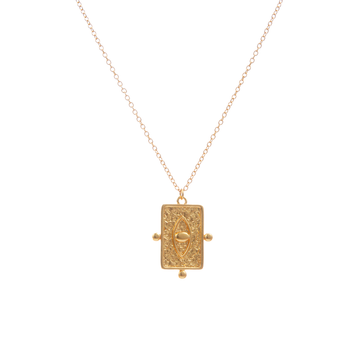 Adjustable Square Wisdom Eye Necklace | 24K Gold-Plated Brass | 15" + 2.4" Extender Chain for Daily Elegance