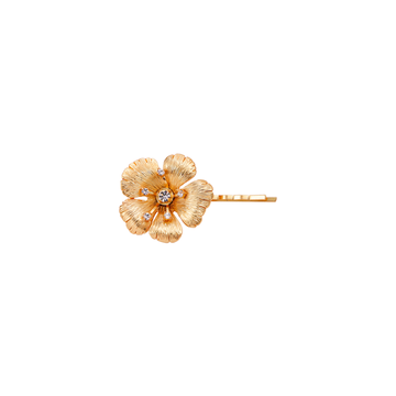 24K Gold-Plated Floral Hair Clip | Hand-Set Diamond Accents | Versatile Hair Accessory | Luxury Hair Jewelry