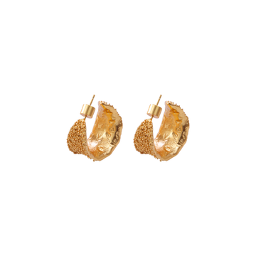 Volcanic Lava Texture Earrings | 24K Gold-Plated Brass | Hypoallergenic Statement Jewelry (0.94", 15.2g)