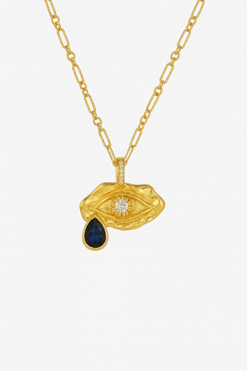 Gold and Silver Eye Pendant Necklace for Women – Teardrop Charm Layered Chain Jewelry – Dainty Statement Necklace for Protection & Fashion