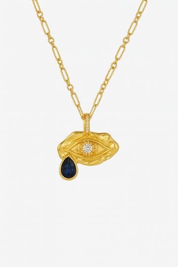 Gold and Silver Eye Pendant Necklace for Women – Teardrop Charm Layered Chain Jewelry – Dainty Statement Necklace for Protection & Fashion