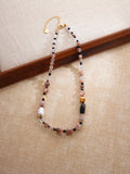 Natural crystal and baroque pearl necklace with gold-plated brass accents, SKU 260854