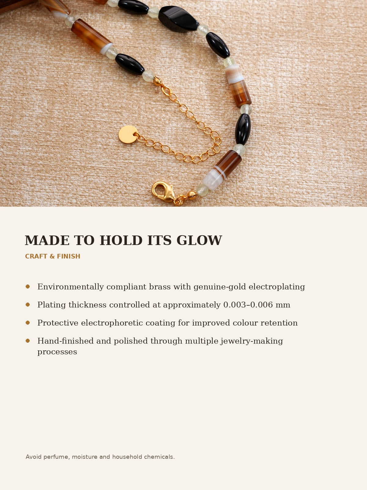 Verdant necklace gold plating and craftsmanship details
