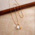Miel gold plated baroque pearl lariat necklace editorial view