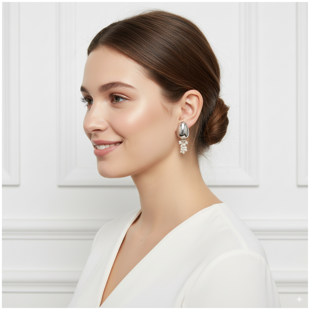 DOZM Pearl Water Drop Tassel Earrings | 24K Gold-Plated Brass with 925 Silver Posts | Bohemian Elegance (3.7cm Drop, 10.4g)