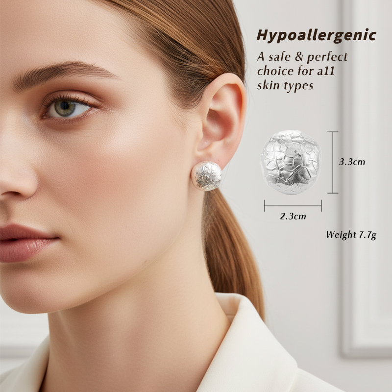 Essential Geometric Stud Earrings | 24K Gold Plated Brass with 925 Silver Posts | Hypoallergenic Everyday Jewelry (3.3cm, 7.7g)