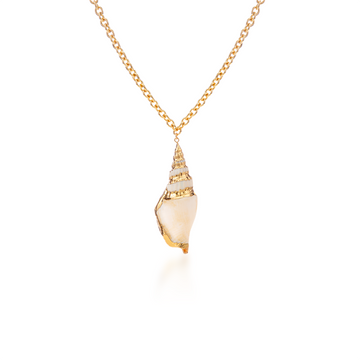 24K Gold Conch Shell Pendant Necklace | Ocean-Inspired Jewelry | Adjustable 62cm Chain | Artisan Crafted