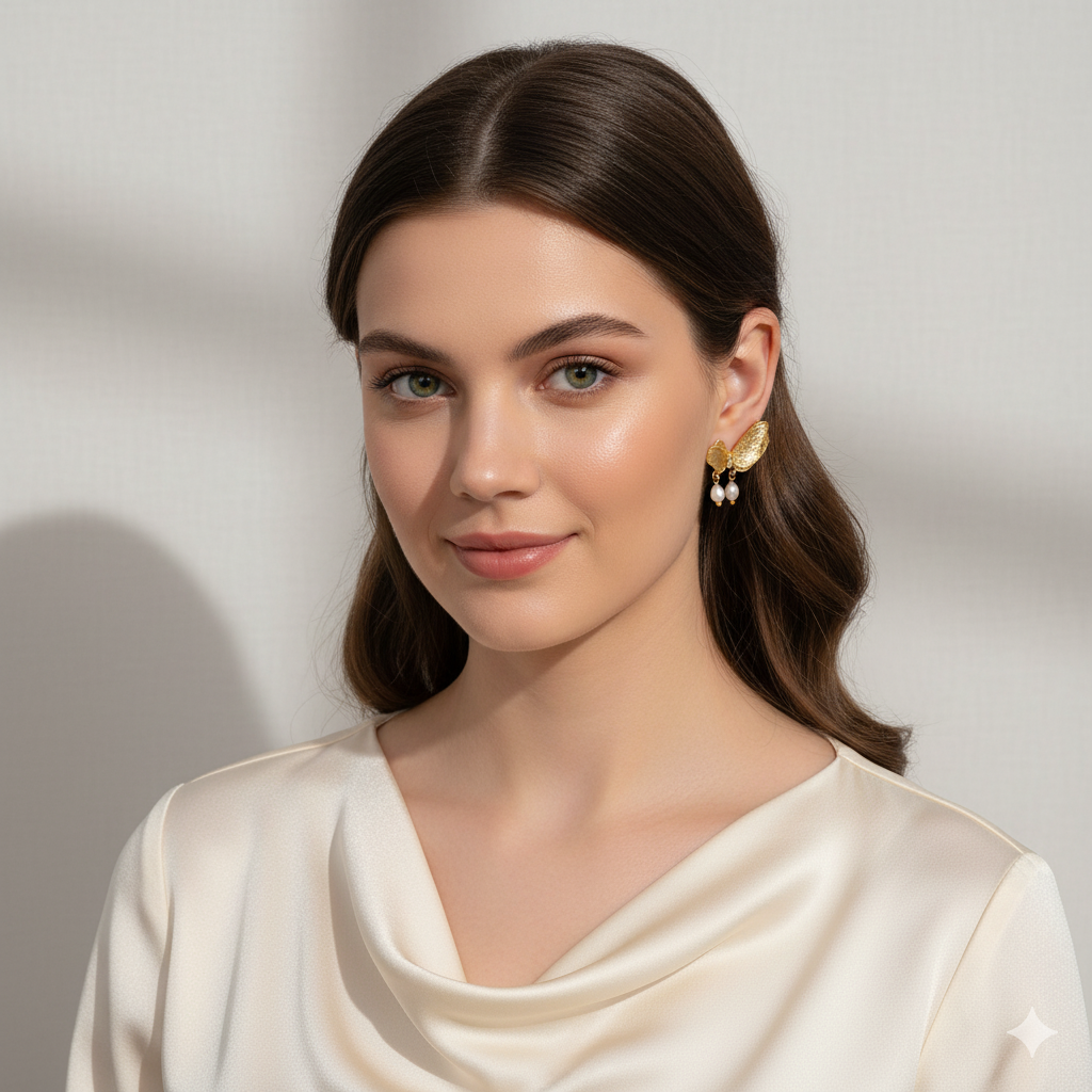 Textured Teardrop Statement Earrings - 18K Gold Plated & Silver Tone Bold Drop Earrings for Women, Artistic Textured Daily Wear Jewelry