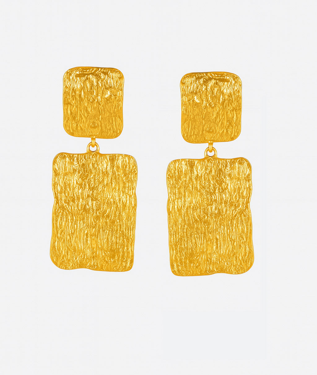 Bold Textured Gold Statement Earrings for Women – Modern Geometric Drop Dangle Earrings, Lightweight Hammered Metal Look, Fashion Jewelry Gift