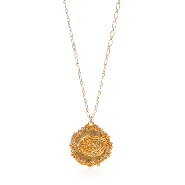 Artisan Luxe Eye of Wisdom Pendant Necklace | 24K Gold-Plated Brass | 40cm Ethical Fashion
