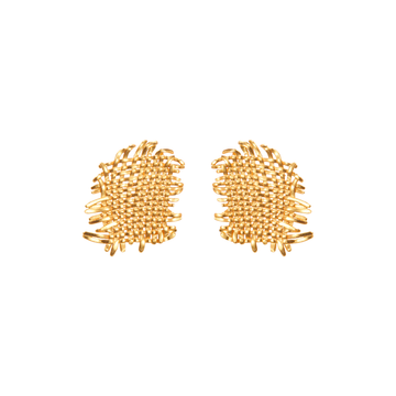 DOZM Metal Woven Hoop Earrings | 24K Gold-Plated Brass with S925 Silver Posts | Hypoallergenic Boho Elegance (1.18", 5.5g)