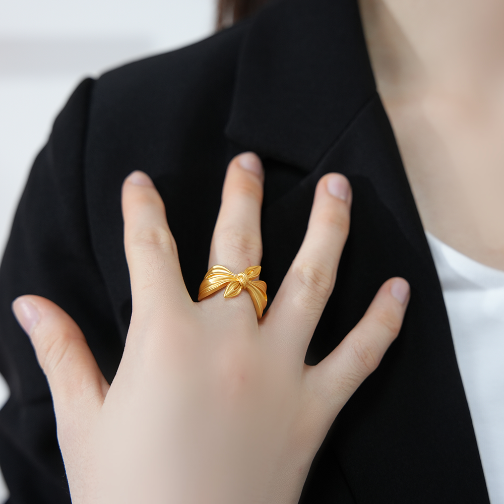 Ribbon Bow Ring | Dual-Tone 24K Gold & Silver | Sunlight & Moonlight Elegance