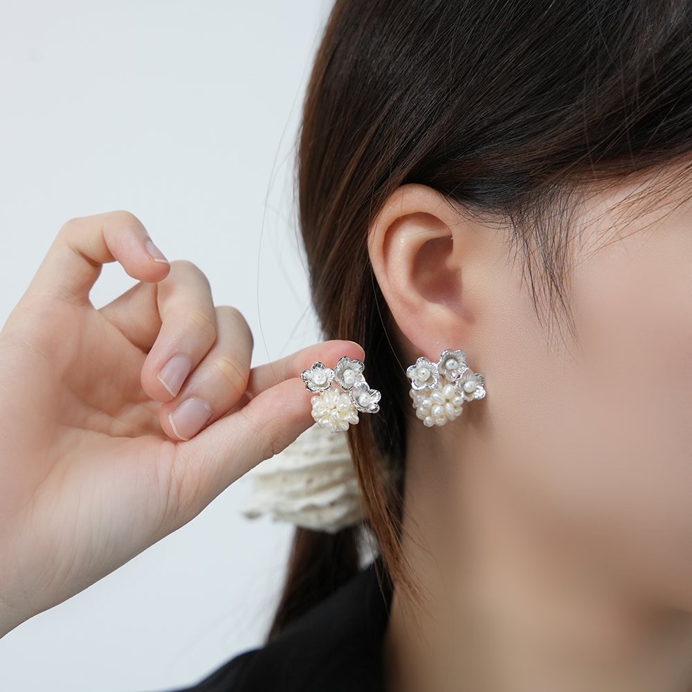 Camellia Pearl Drop Earrings | 24K Gold/Silver Plated | Floral Poetry Jewelry | Niche Collection