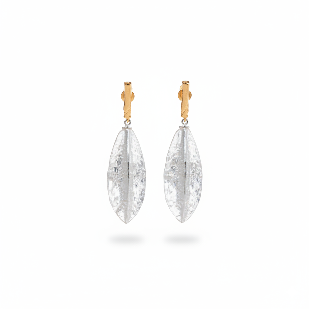 Textured Leaf Drop Earrings - Silver & Gold Tone Statement Jewelry for Elegant Style