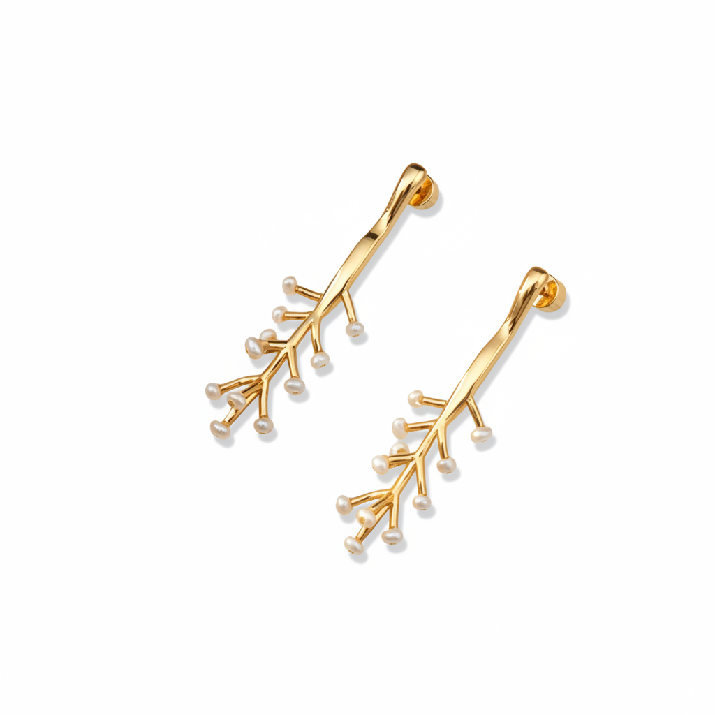Delicate Gold-Plated Dangle Earrings | 925 Silver Ear Posts | 5.0cm Elegant Drop Design (5.3g)