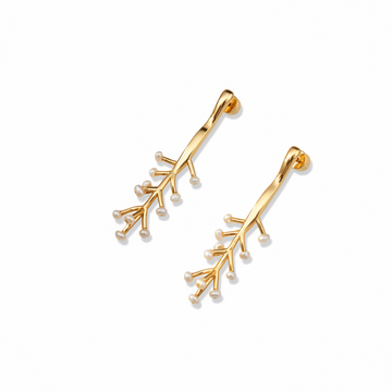 Delicate Gold-Plated Dangle Earrings | 925 Silver Ear Posts | 5.0cm Elegant Drop Design (5.3g)