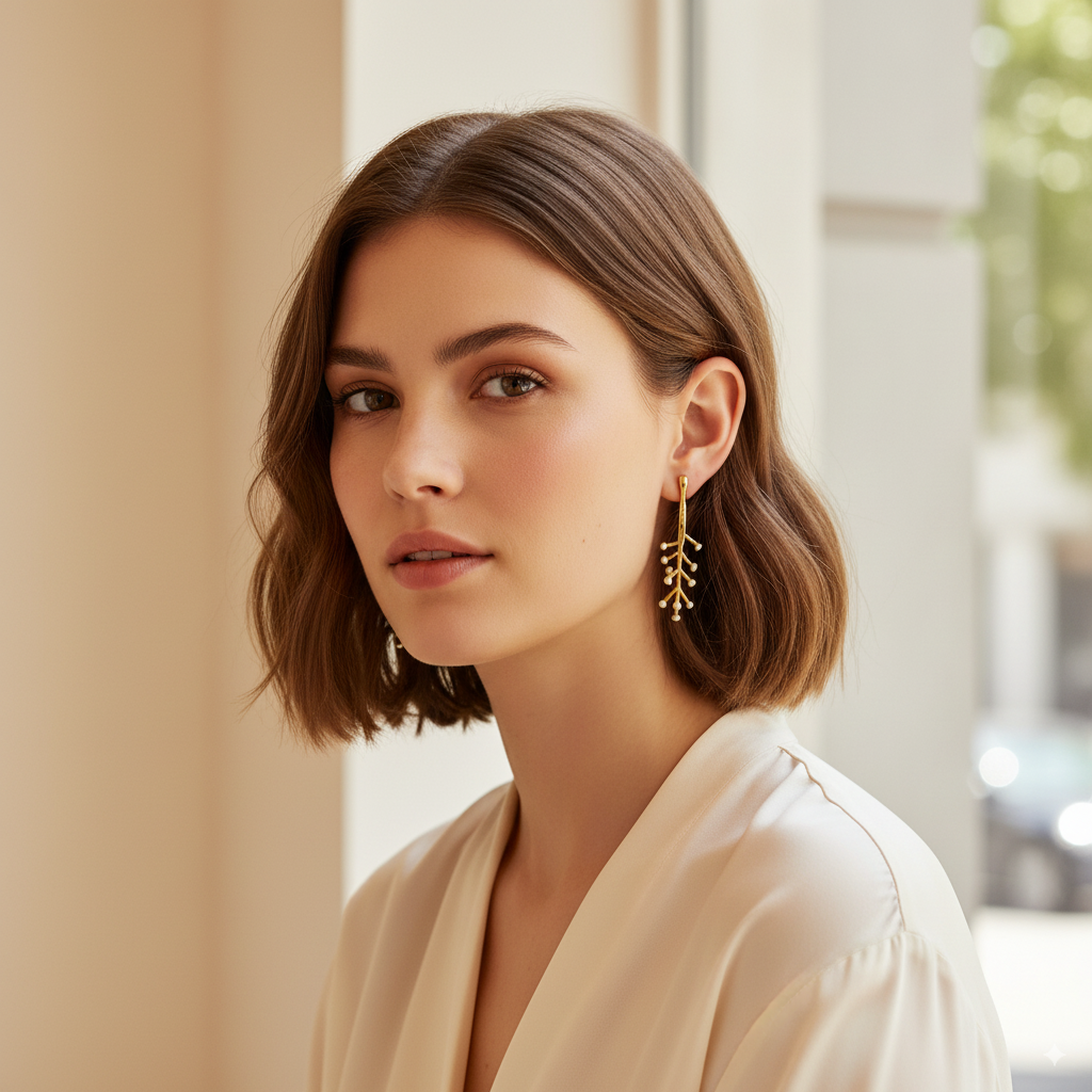 Delicate Gold-Plated Dangle Earrings | 925 Silver Ear Posts | 5.0cm Elegant Drop Design (5.3g)