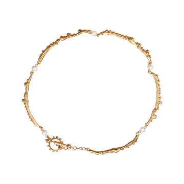 Light Luxury Fashion Gold Thorn Bar Necklace 24K Gold Plated Brass Necklace OT Clasp Easy to Wear