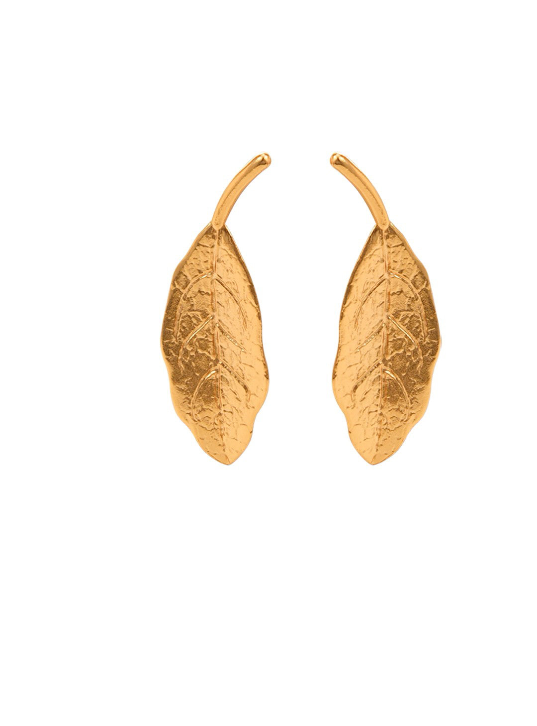 Gold Leaf Drop Earrings for Women – Nature-Inspired Textured Long Dangle Earrings – Elegant Botanical Jewelry for Everyday Wear or Gifting