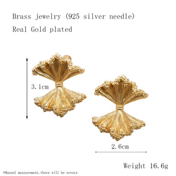 Metallic Textured Bow Stud Earrings (Gold/Silver) – Dainty Fashion Jewelry for Women