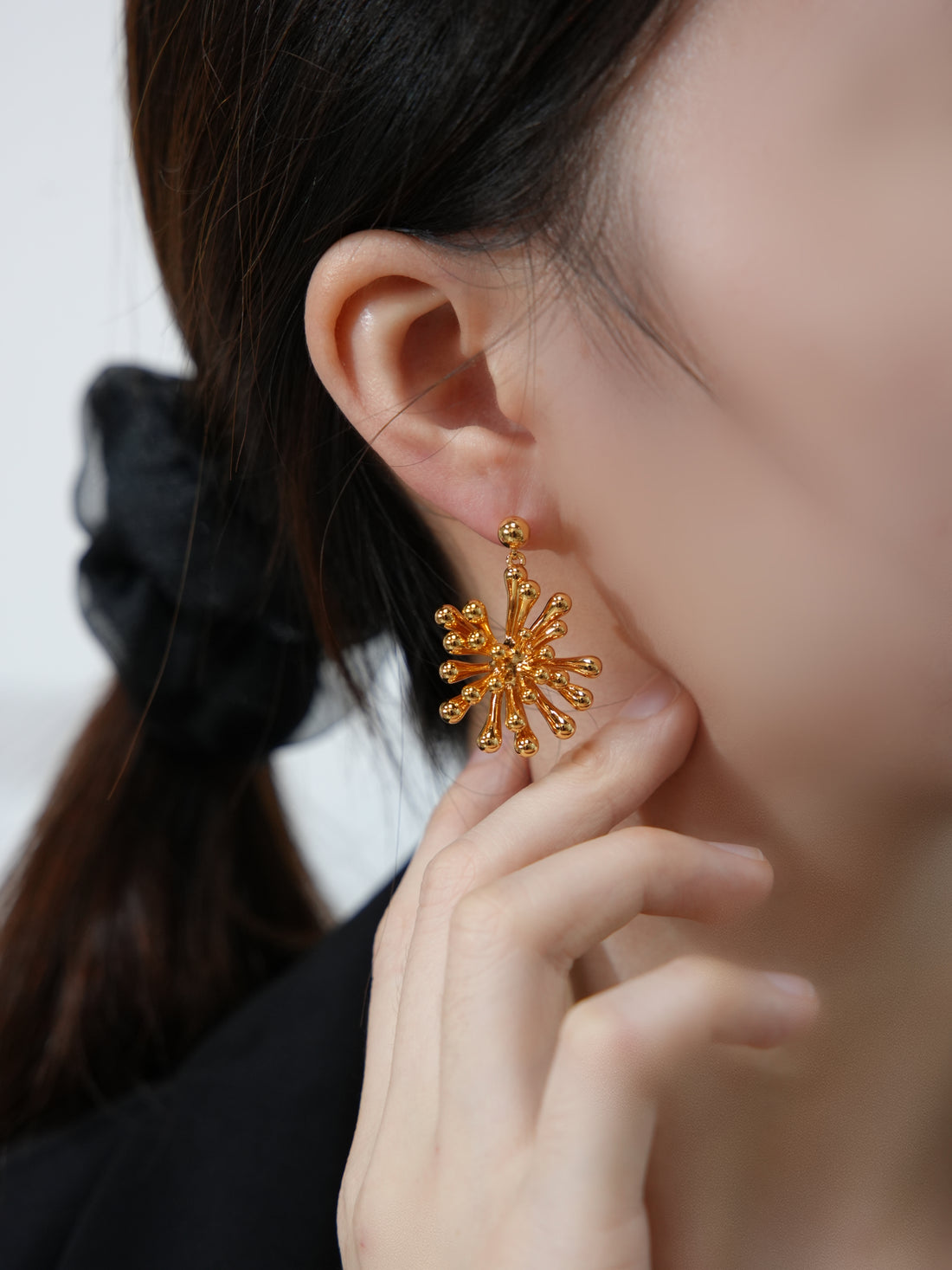 Firework Bloom Earrings | Dual-Tone 24K Gold & Silver | Sculptural Statement Jewelry | Niche Collection